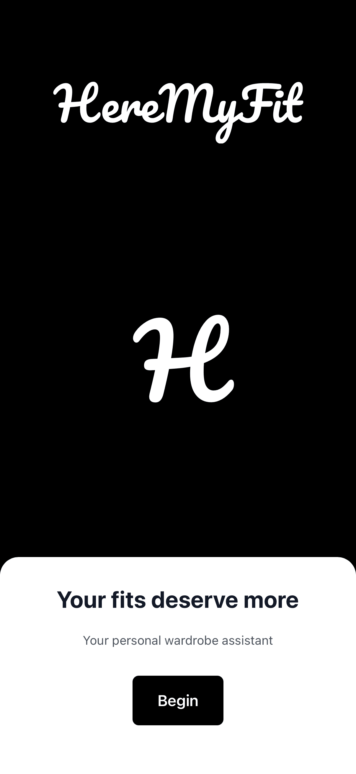 HereMyFit app homescreen